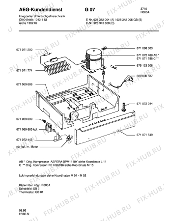 Взрыв-схема холодильника Aeg ARC1242-1 IU - Схема узла Freezer cooling system